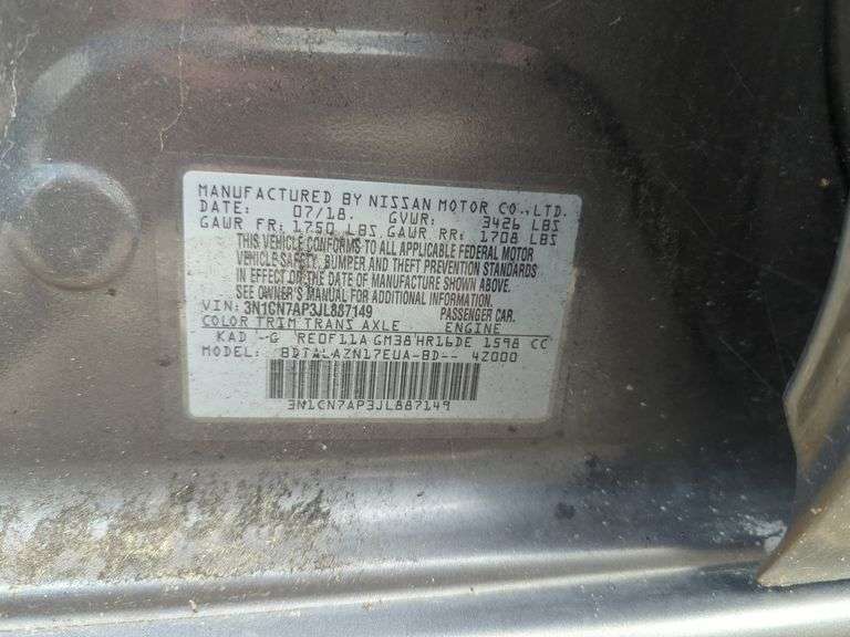 2018  NISSAN  Versa  3N1CN7AP3JL887149