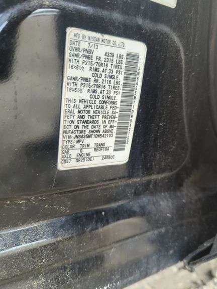 2013  NISSAN  Rogue  JN8AS5MT1DW542103